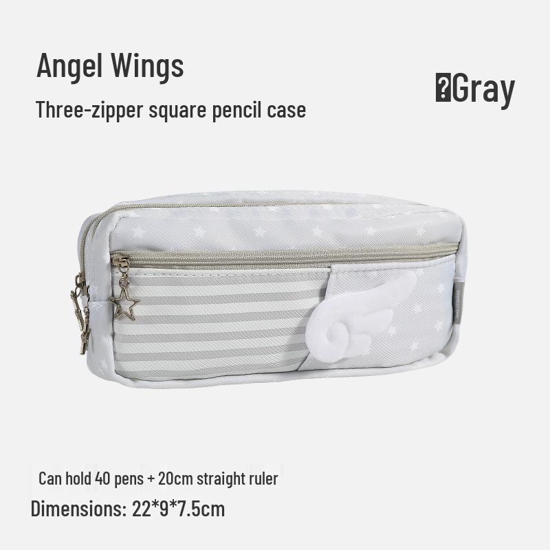 Yimulin Angel Wings Zipper Pencil Case - Cute Student Storage Bag