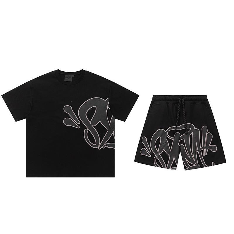 Mens Streetwear Cotton Short Sleeve Tee Shorts Set Casual Outfit Youth Fashion Tracksuit