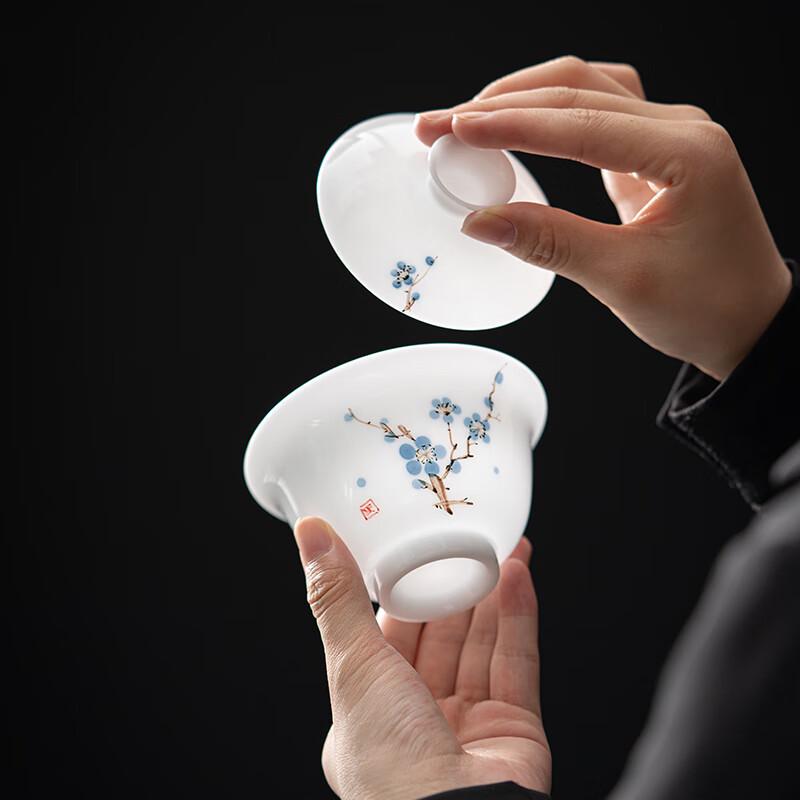 MULTIPOTENT Hand-Painted Plum Blossom Sancai Gaiwan Tea Bowl