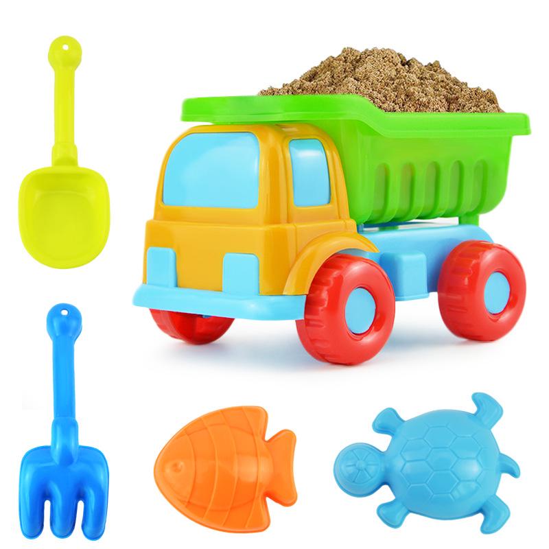 Children's Beach Sand Toy Set: Shovels, Buckets, and Toy Car for Seaside Fun