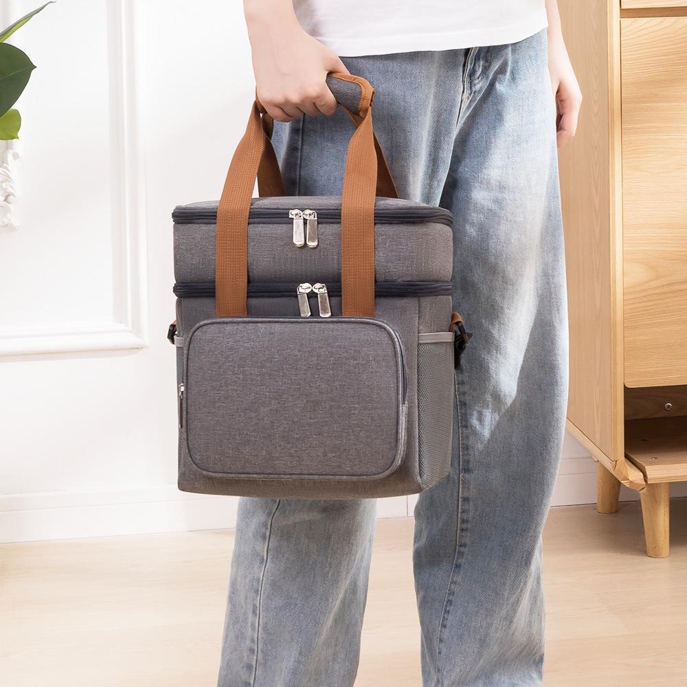 Oxford Double-Layer Insulated Waterproof Lunch Bag for Outdoor Picnics