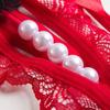 Plus Size Lingerie Women Lace Briefs Pearl Beading Panties For Sex Open Crotch Thongs G Strings Transparent Underwear