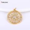 DIY Nacklace Making Supplies Inlaid Zircon Round Sun Charms Gold Plated Brass Sun Pendants For Jewelry Making Accessories