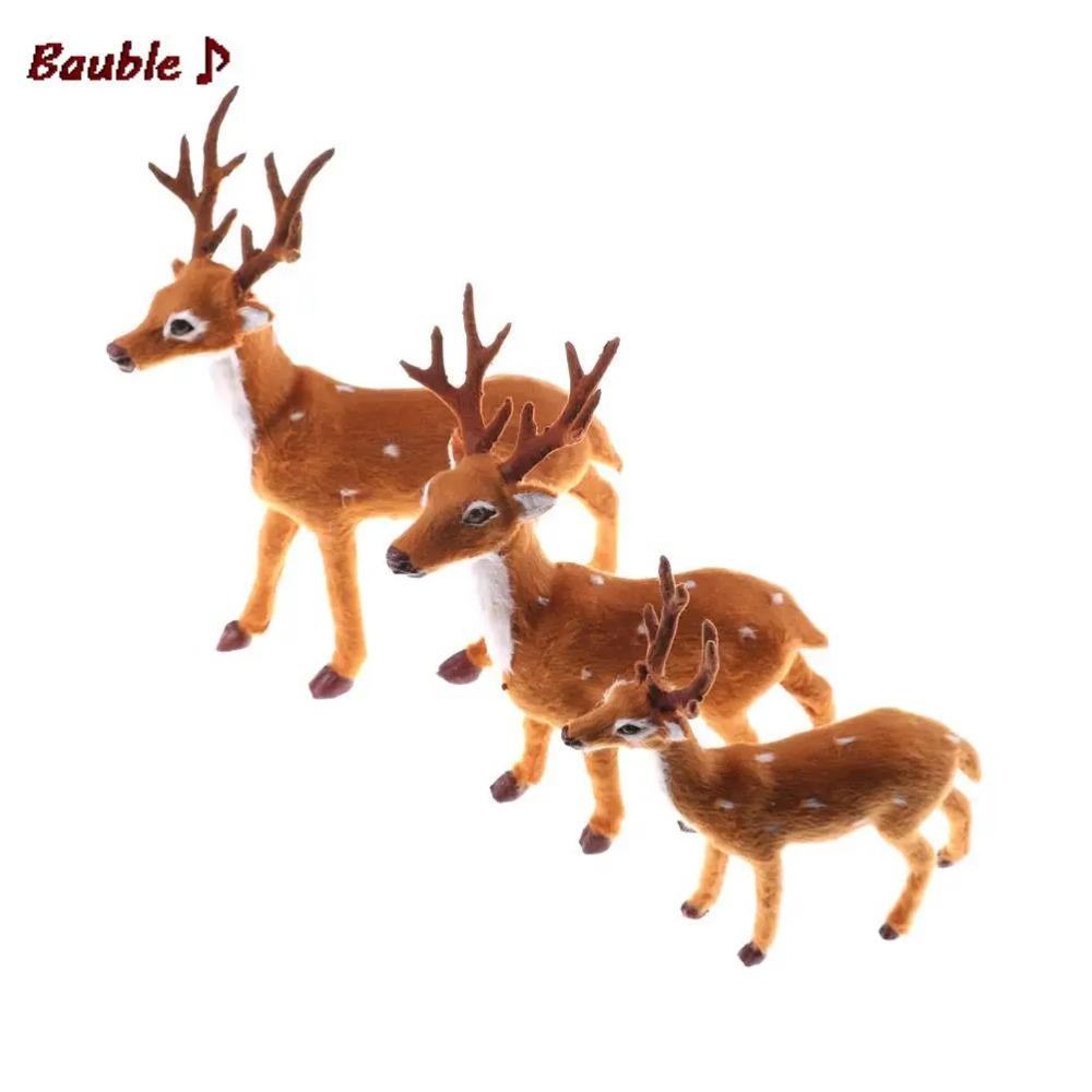 Simulation Christmas Deer Christmas Elk Plush Reindeer Christmas Decoration Fairy Garden Miniatures Props doll Toy