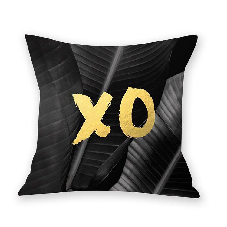Printed Imitation Gold-pinning Plush Creative Leaf Pillowcase Style Pillow Waist Sofa Decoration