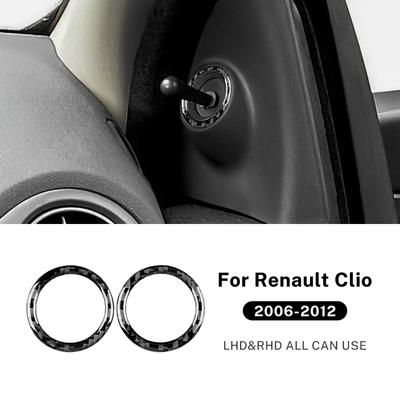 Carbon Fiber RearView Mirror Button Switch Adjust Hole Ring Trim Sticker For Renault Clio 3 2006-2012 Car Decorate Accessories