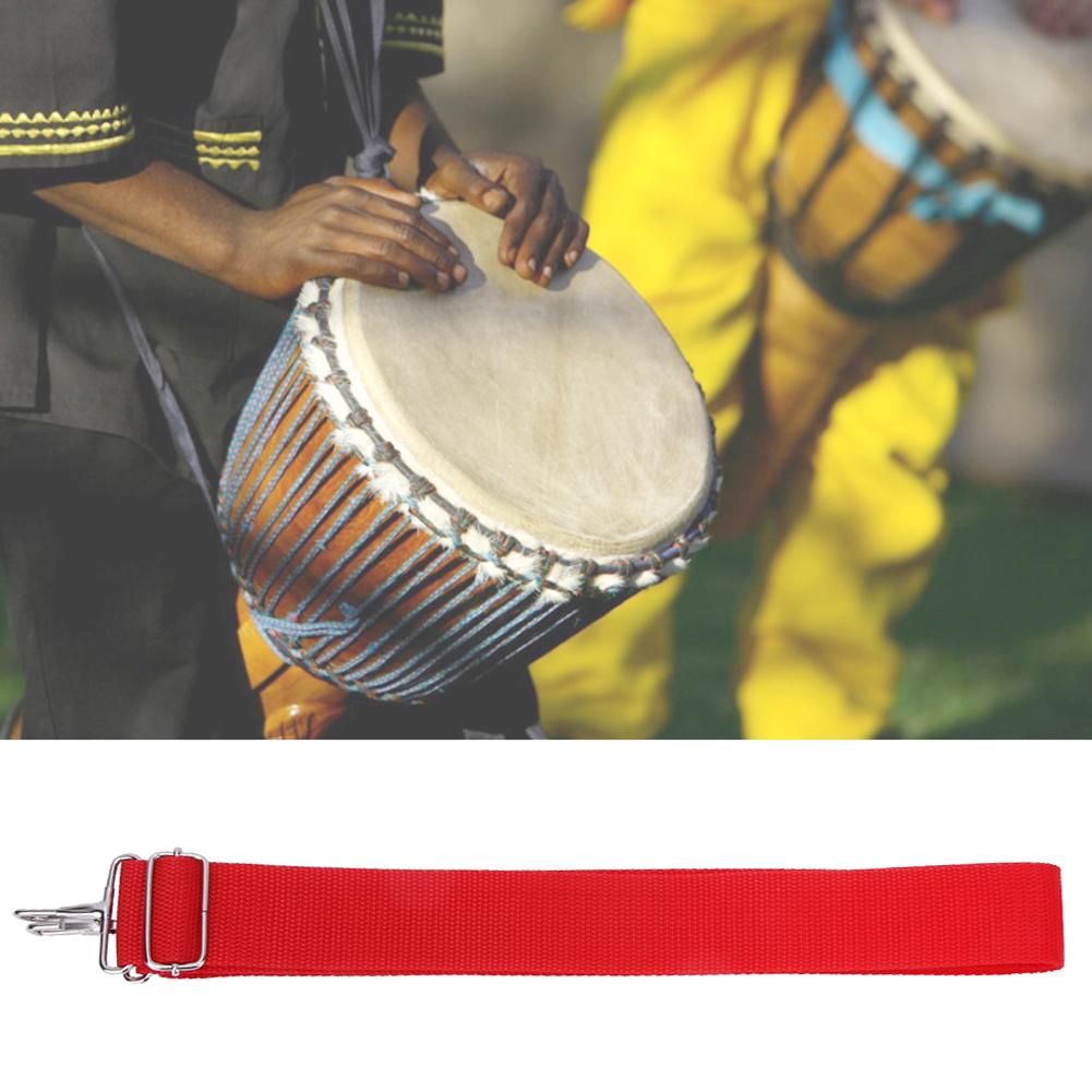 WG02 Polyester Nylon Adjustable African Drum Strap Red Snare Drum Strap Belt with Metal Hook