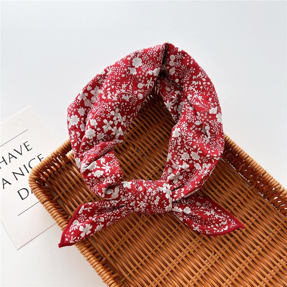 Cotton And Linen Small Square Scarf Silk Scarf Women'S Spring And Autumn New Style Artistic And Versatile Fashionable Temperament Headband Scarf