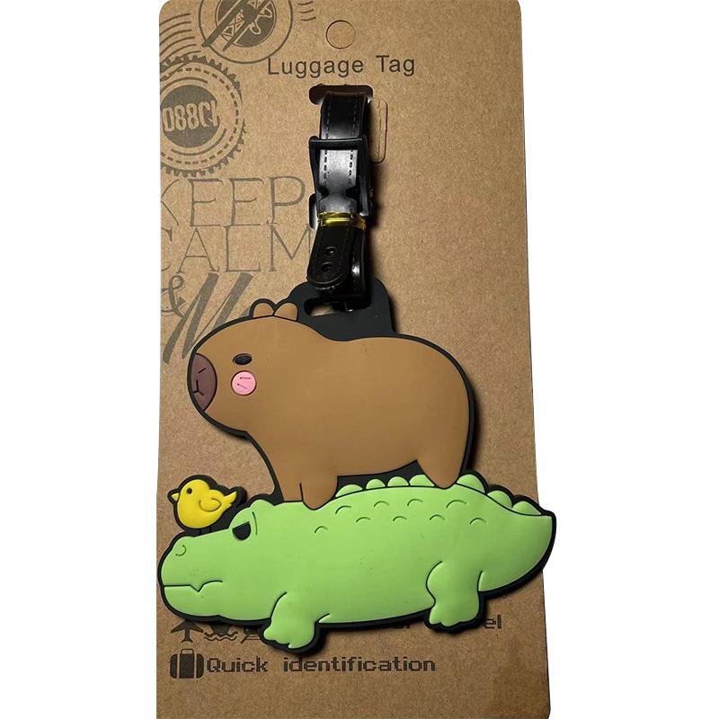 Kawaii Cute Capybara Bagasjemerke Kvinner Reisetilbehør Tegneserie Pvc Bagasjemerke Menn Bærbar Anti-Tap Adresse Navneskilt