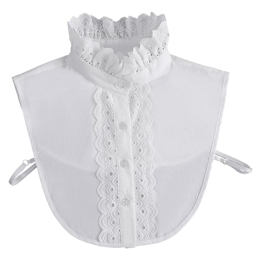 Women's Rhinestone Faux Collar Chiffon Blouse M