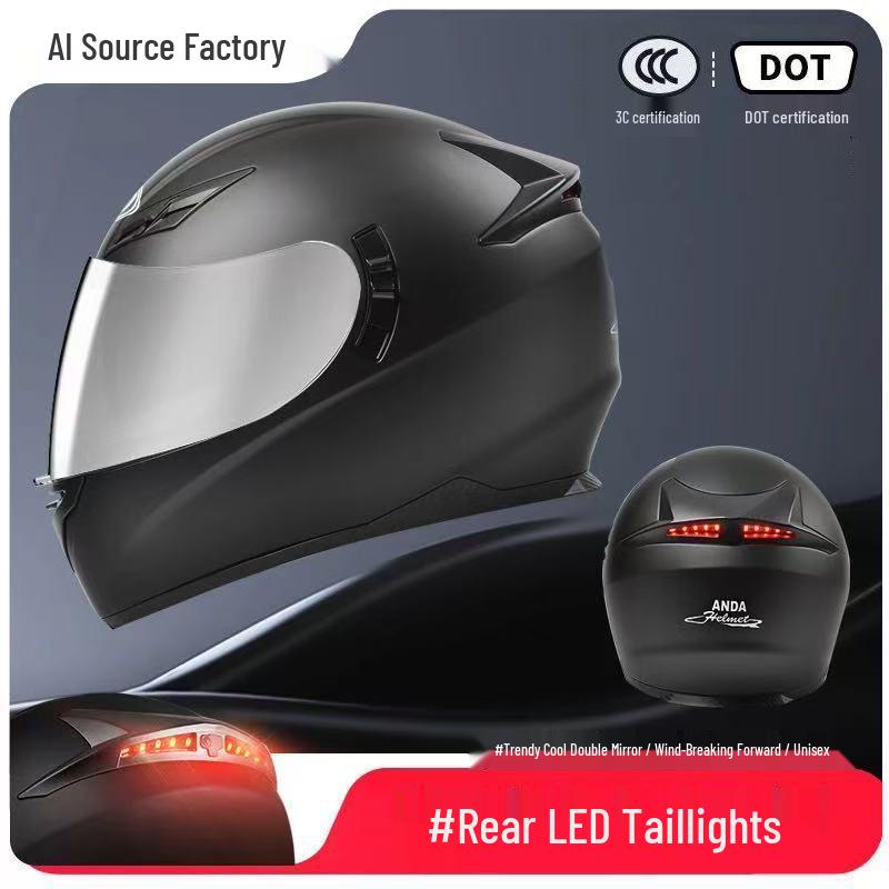 3C Certified Full Face Motorcycle Helmet for Men & Women - All-Season, Trendy Autumn/Winter Design