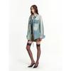 Women's Leather-Feel Coated Denim Jacket