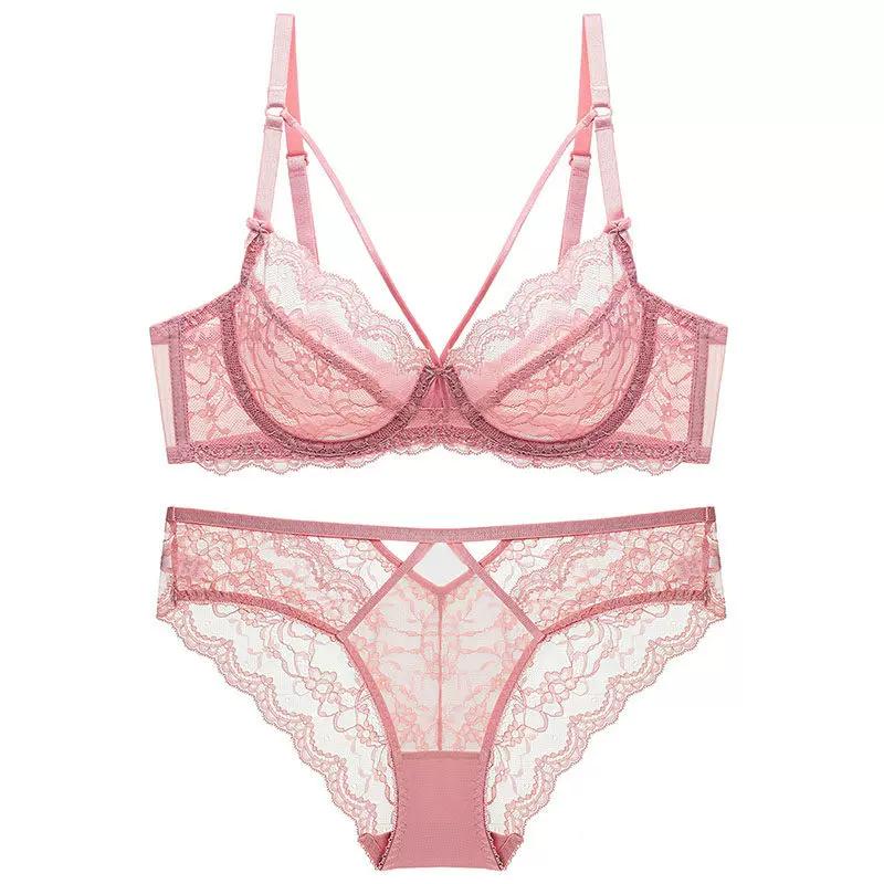 French Sexy Ultra‑Thin Sheer Lace Bra,Minimizer Brassiere for Large Bust Women