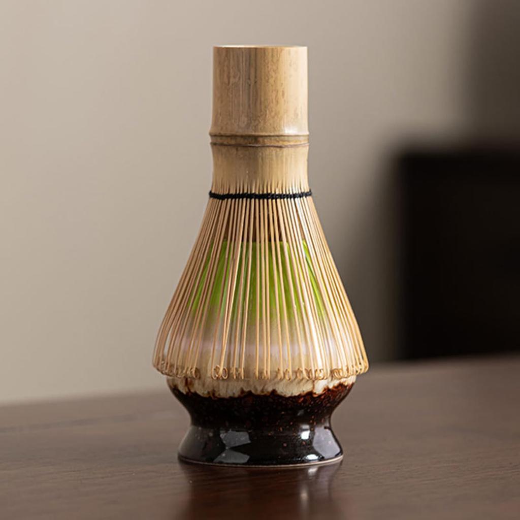 Matcha Tea Ceremony Japanese Tea Ceremony Tea Chashaku Matcha and Whisk 7-Piece Set, Utensils, Bowl, 100-Standing Chasen, (Tea Scoop), Powder, (Green)