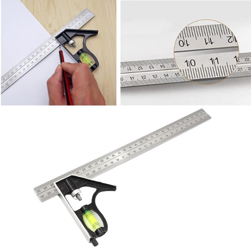 Régua Nível de Ângulo Ajustável de Aço Inoxidável Ferramenta de Medição Para Projetos de Precisão 300mm