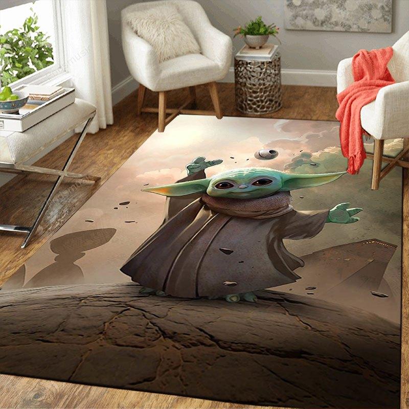 1pc Disney Star wars Yoda Pattern Carpet Area Rug Non-slip Carpet Hand Washable Floor Mat Suitable For Living Room Bedroom Home Decor Room D