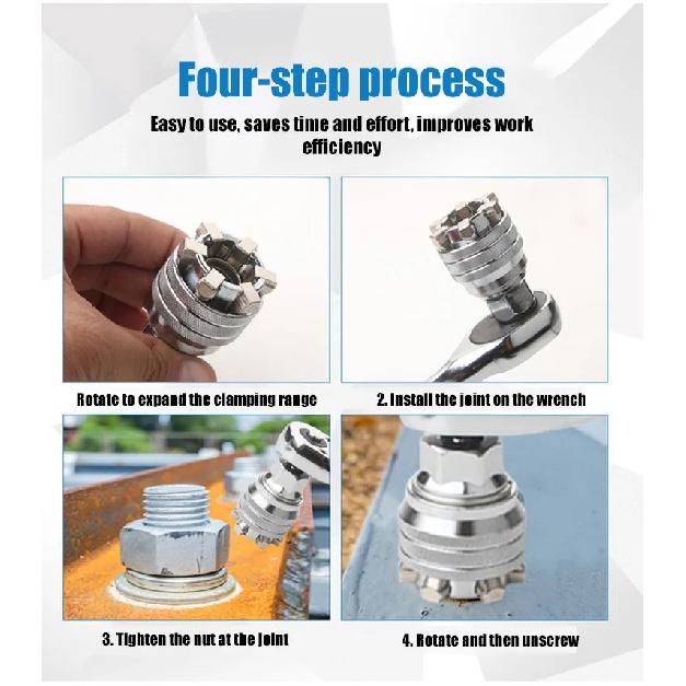 Universal Adjustable Socket Set Hex Wrench Kit for Various Size Nuts Bolts Multi-function Ratchet Handle Tool for Home Repair