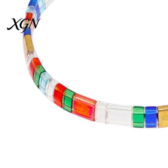 Elastic Stackable Wrist Jewelry Flat Beaded Stretch Bracelets for Women, Bohemian Friendship Bead Bracelets, Simple Layering Bracelet Set Boho