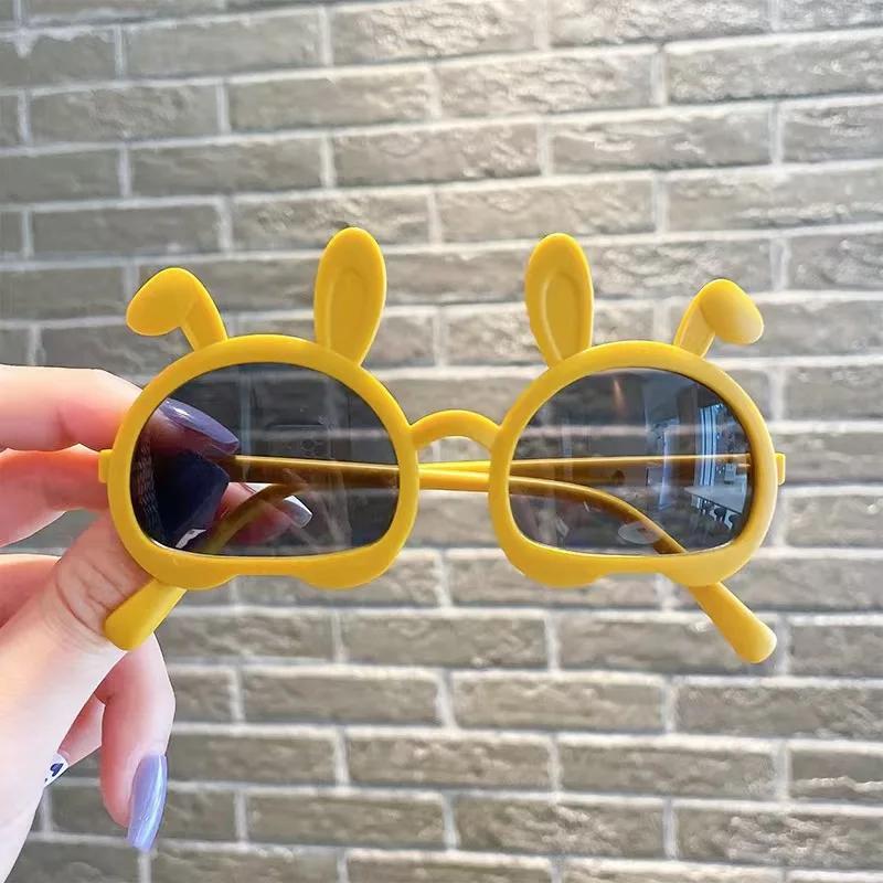 Children Sunglasses  Fashion Oval Rabbit Ears Kids Sun Glasses Boys Girls Goggles Baby Cute Shades Uv400 Travel Glasses