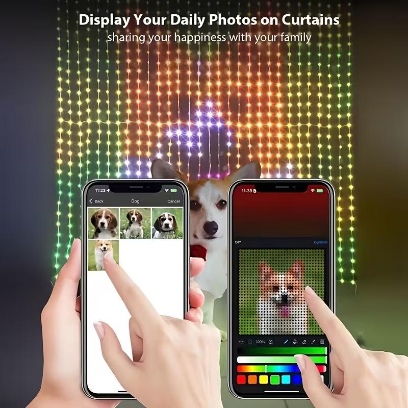 Smart Bluetooth Christmas Curtain Lights – Colorful LED Festival Decoration