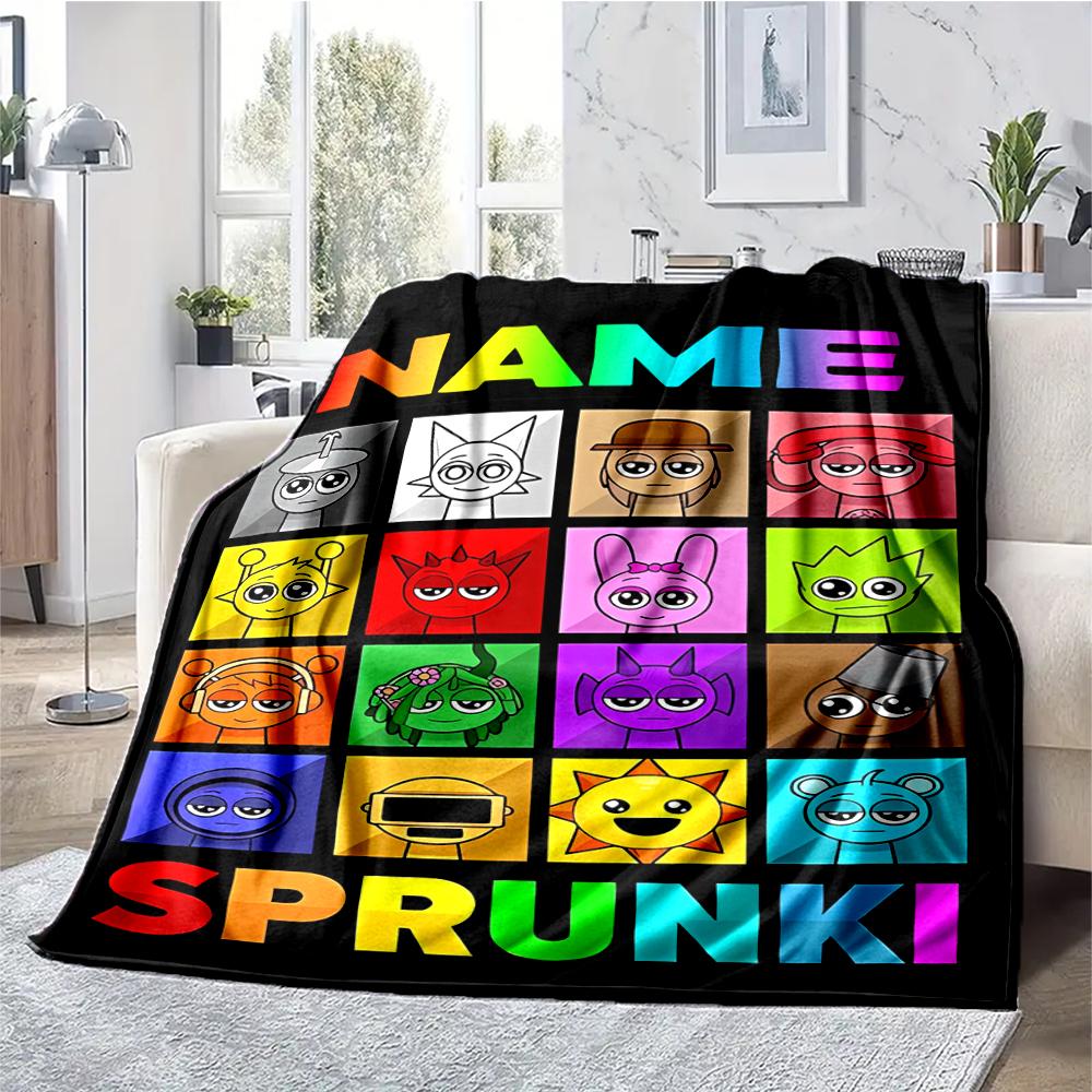 Custom Name Sprunki Theme Printed Blanket - Perfect for Couch, Bed, Travel & Outdoor Use | Machine Washable, Cozy & Durable.
