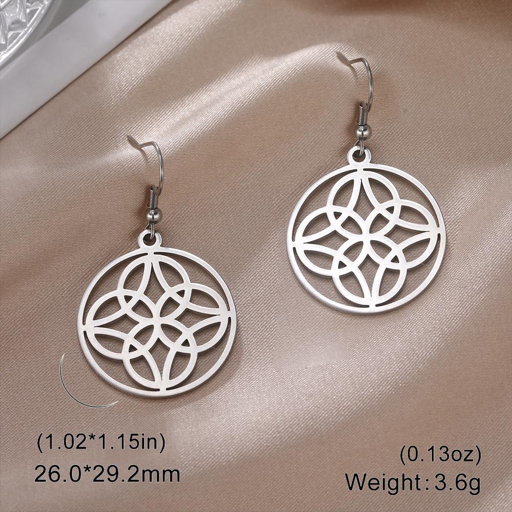 LIKGREAT Stainless Steel Celtic Infinity Knot Dangle Earrings for Women Lady Elegant Hook Charms Good Luck Jewelry New Year Gift