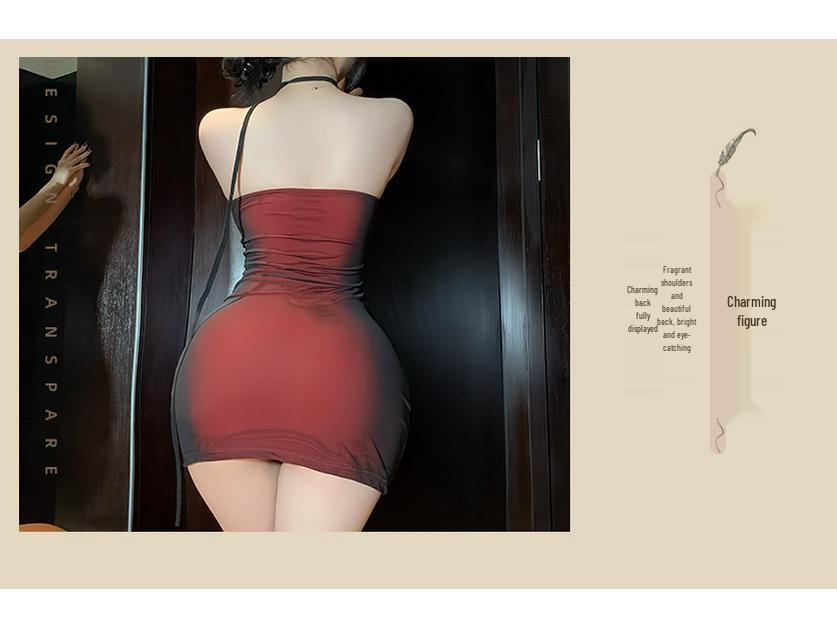 Women's Passionate Pure Desire Nightwear: Spaghetti Strap Bra Pad with See-Through Hip-Hugging Skirt