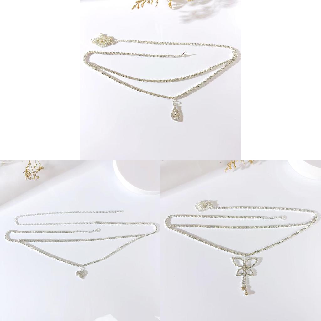 Water Dazzle Heart Waist Chain With Electroplated Finish For Nightclub And Beach Wear