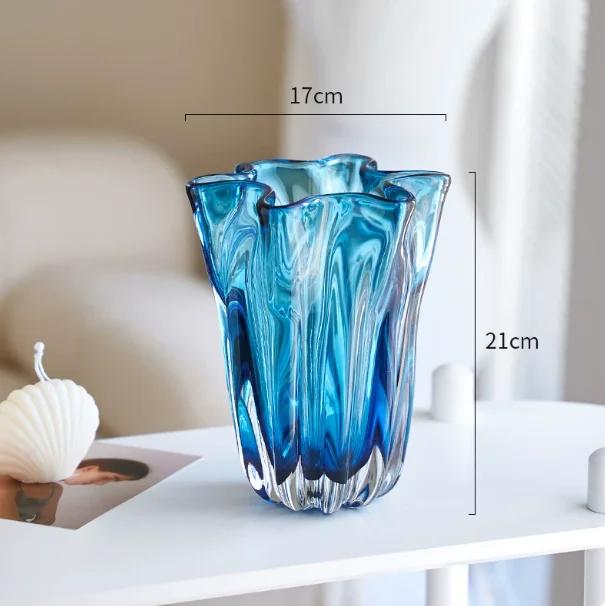 Blue Butterfly-shaped High-sided Fruit Plate Desktop Storage Container Glass Tray Transparent Fruit Bowl Trays Decorative