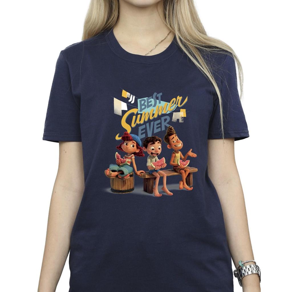 Disney Womens/Ladies Luca Best Summer Ever Cotton Boyfriend T-Shirt