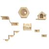 Wall-Mounted Solid Wood Cat Tree with Scratching Board and Jumping Platform