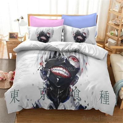 Bewundern Sie 3D Tokyo Ghoul Cartoon Bettbezug Set HD Bettdeckenbezug für Kinder Bettwäsche-Sets Bettwäsche Schlafzimmerdekor