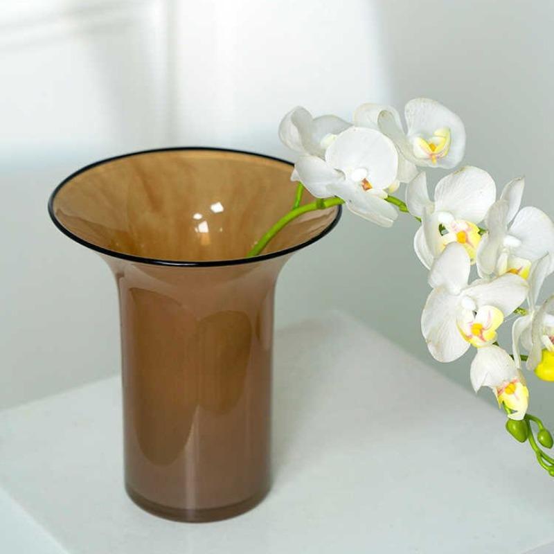 Modern Glass Vase Living Room Desktop Flower Vase Balcony Large Caliber Storage Flower Bottle Simple Home Decoration Accessories