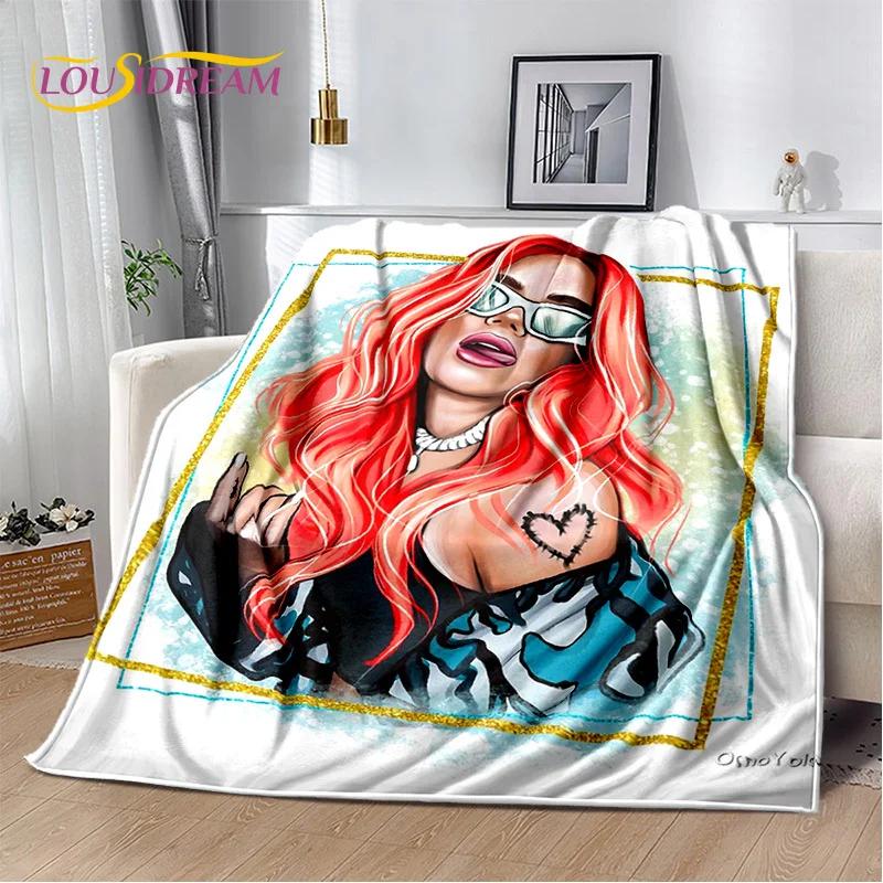 Karol G Singer Printing HD Blanket,Soft Throw Blanket for Home Bedroom Bed Sofa Picnic Travel Office Rest Cover Blanket Kids