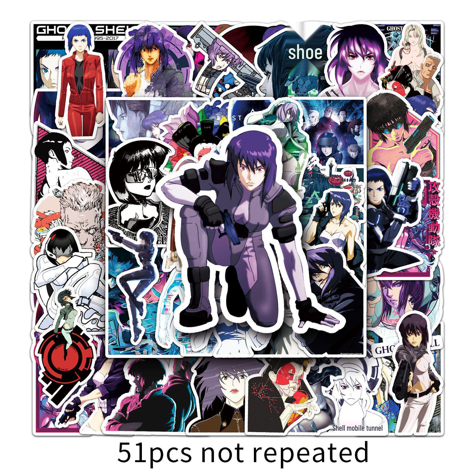 51 Ghost in the Shell Anime Stickers: Personalized Graffiti for Notebooks, Cars, and Refrigerators