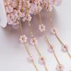 1Meter Stainless Steel Daisy Flower Imitation Pearl Beaded Chains for Necklace Bracelet Jewelry Making DIY Chain Supplies
