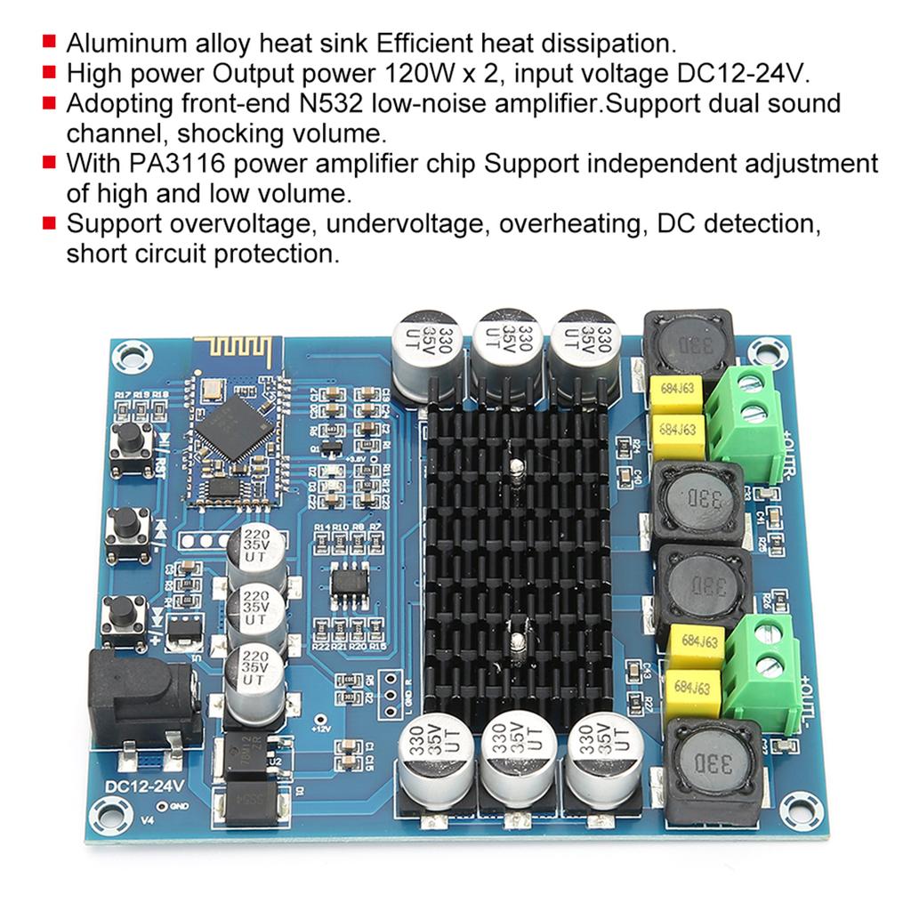 M548 Bluetooth Dual Sound Channel Bluetooth Module 120WX2 Digital Amplifier Board