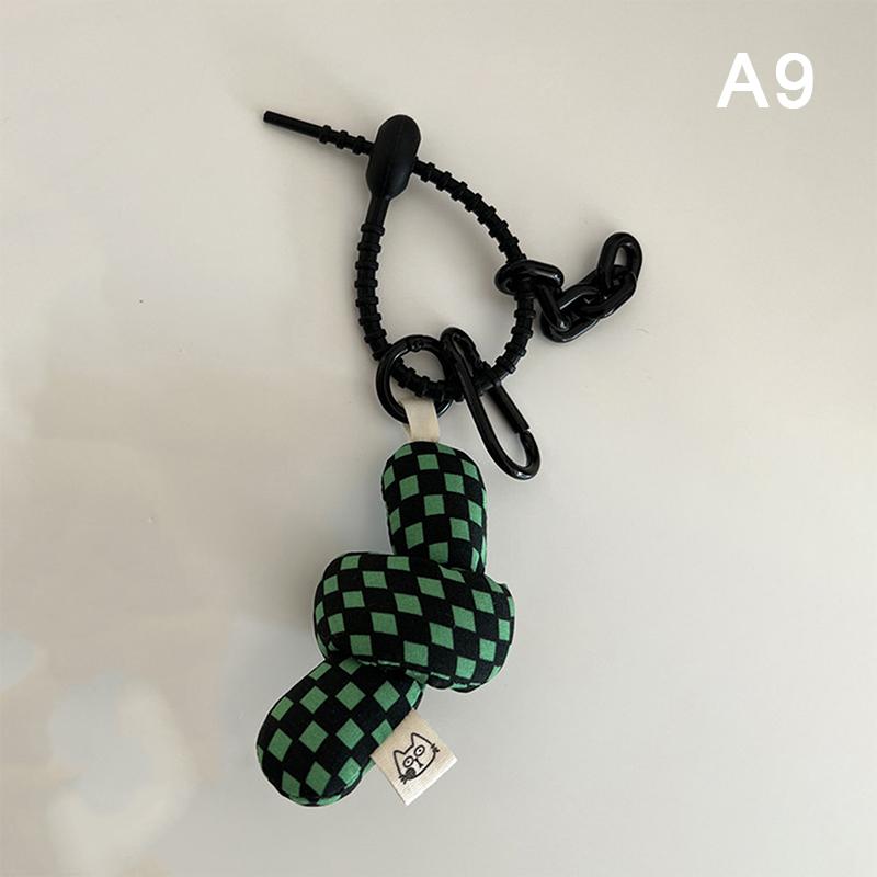 Hand Strap Silicone Print Pendant Grid Mobile Phone Case Keychain Bag Gifts