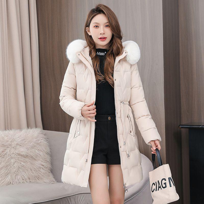 

Женское зимнее утепленное пальто средней длины выше колена, однотонное женское пальто, верхняя часть L бежевый