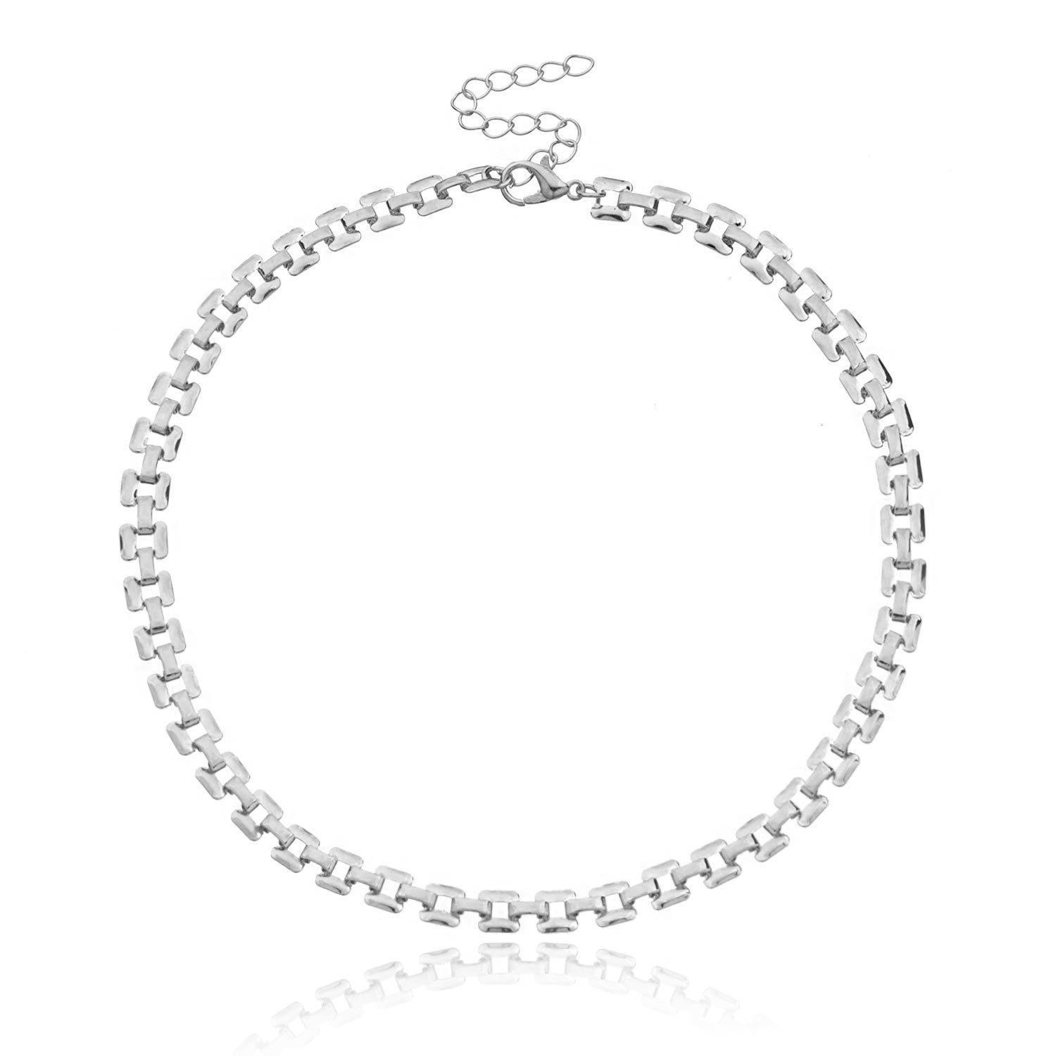 

Геометрическое квадратное полое металлическое ожерелье - элегантный модный тренд для женщин серебряный