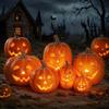 Indoor Fall Pumpkin Decoration In Resin for Halloween or Thanksgiving Featuring Hollow Design for LED Candle Use