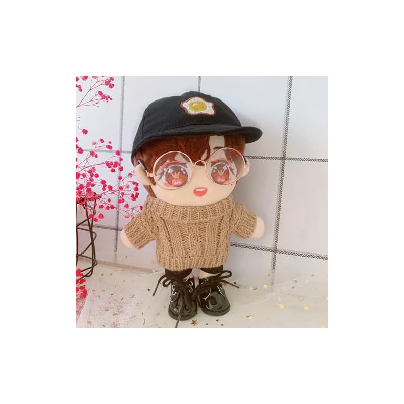 Niannyyhouse 20cm Doll Clothes Set (Hat, Sweater, and Shorts) - 3-Piece Set, Twisted Sweater, for Plush Toys, Cotton Doll Clothes, Baby Doll Clothes
