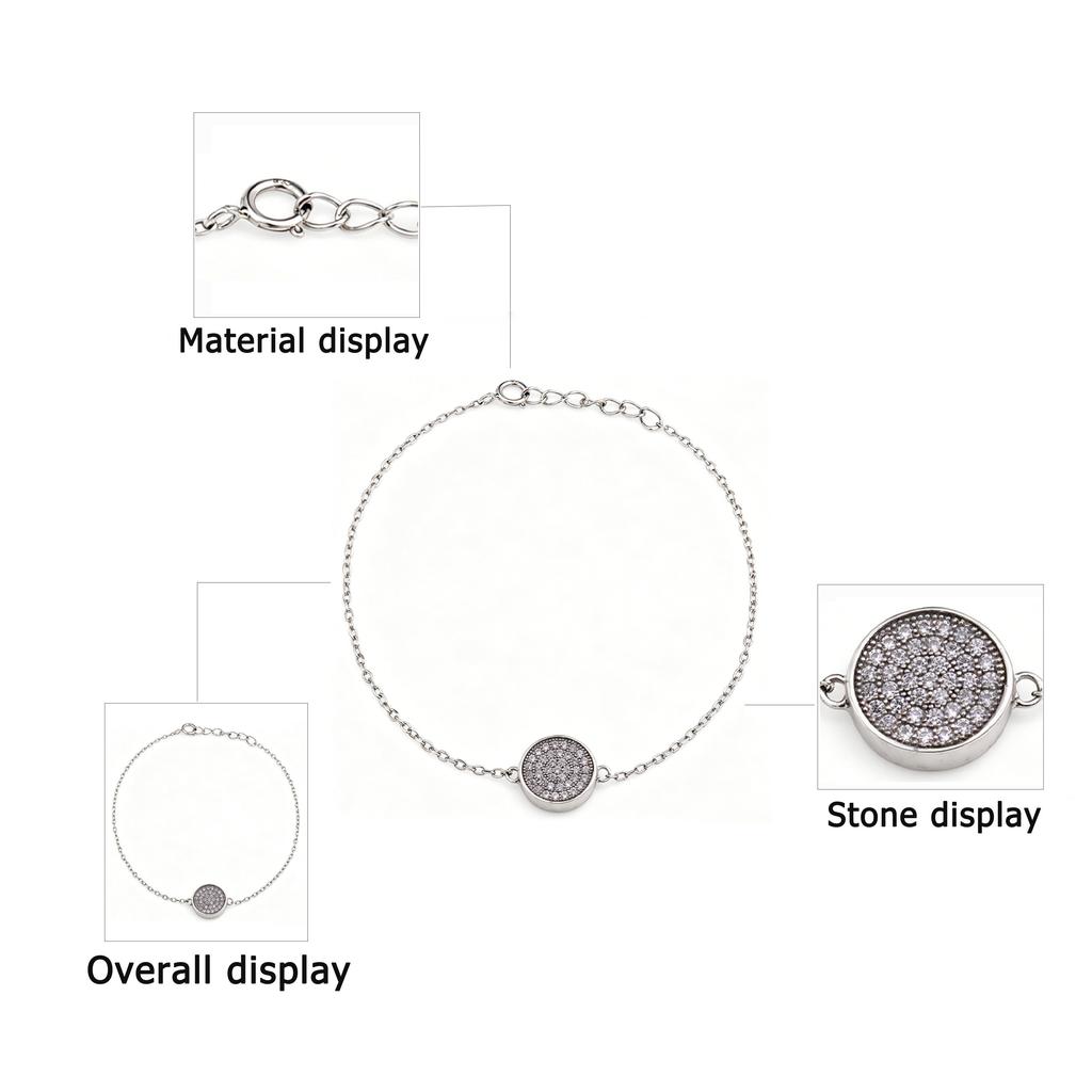 Luxury Platinum Plated 925 Silver Women's Designer Bracelets & Bangles with Zircon Set Charms for Wedding Party Gift
