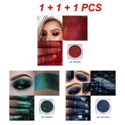 PHOERA Ombretto Pigmento Scintillante Glitter Monocolore Polvere Illuminante Perlescente Cosmetici a Lunga Durata 1/3 Pezzi, Set da 3 Pezzi B, 1 Pezzo
