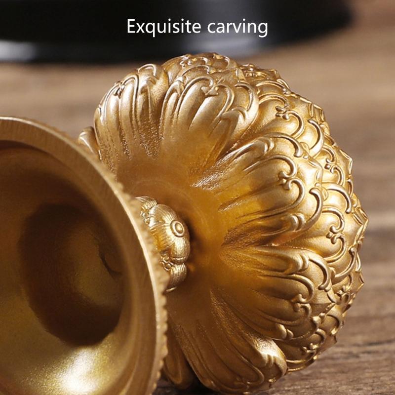 Flower Candle Holder Brass Butter Lamp Buddhist Temple Candlestick Base Religious Candle Cup Desktop Antique Decoration