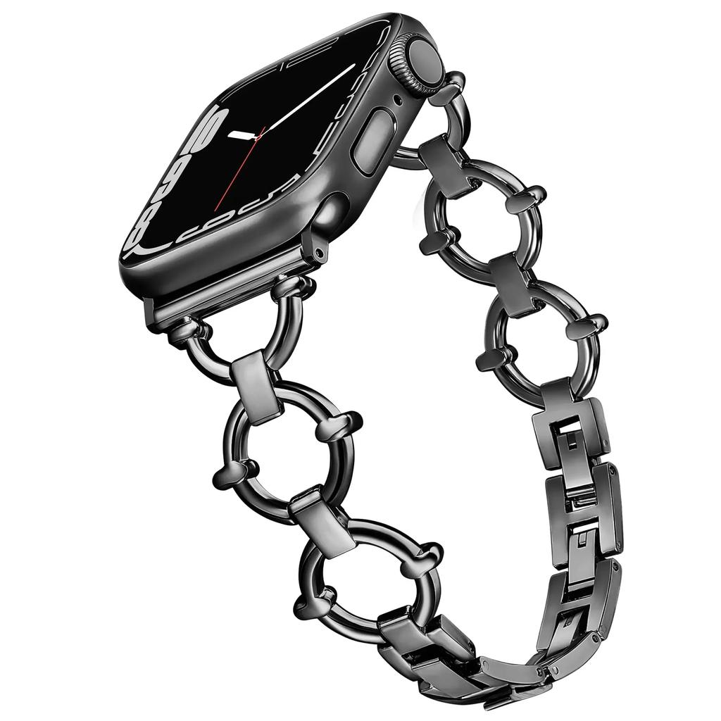 Bracelet métallique de luxe pour Apple Watch, bracelet chaîne tendance pour iWatch 987654321SE Ultra2 40 41 42 44 45 49mm, poignet femmes hommes