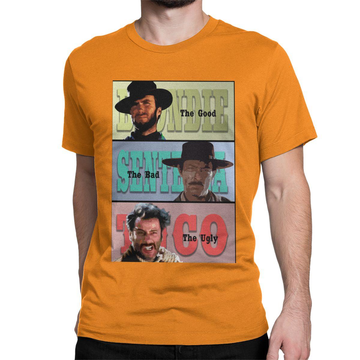 

Men s T-Shirts The Good The Bad And Ugly Vintage 100% Cotton Tee Shirt Short Sleeve Cowboy Blondie Angel T Shirt Crew Neck Tops 4XL