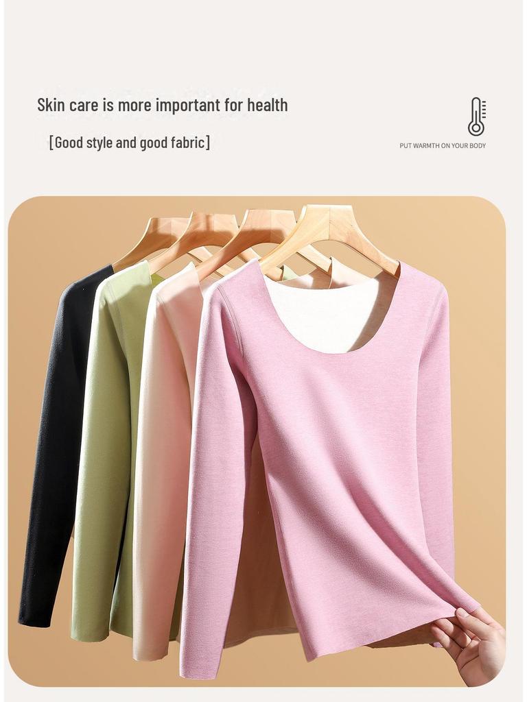 Damski Wysokoelastyczny Termiczny Garnitur z Niemieckiego Aksamitu - Kaszmirowy Jedwab Dwustronne Ogrzewanie Jesienne Ubrania i Spodnie