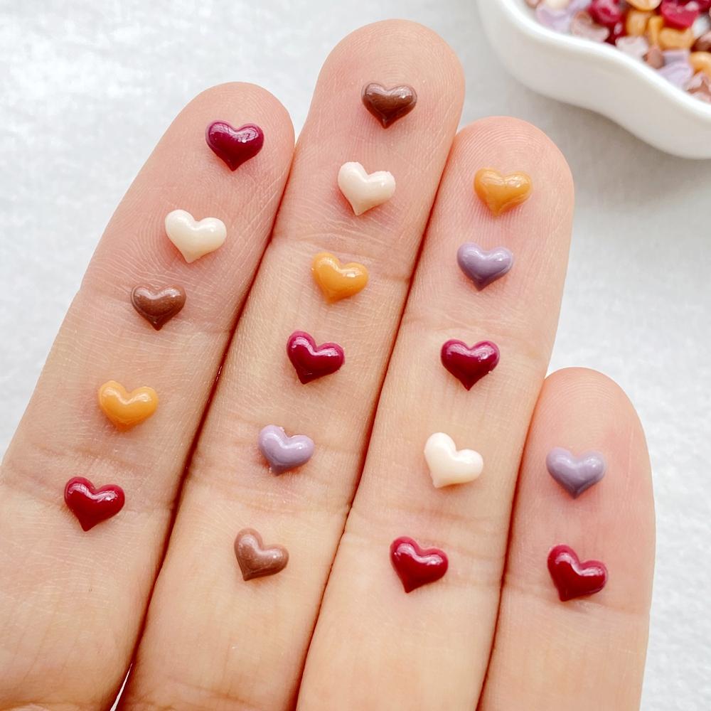 200Pcs Mix 5mm Heart LOVE Nail Art Flat back Rhinestone Bead Scrapbook DIY Manicures Applique Accessories Crafts