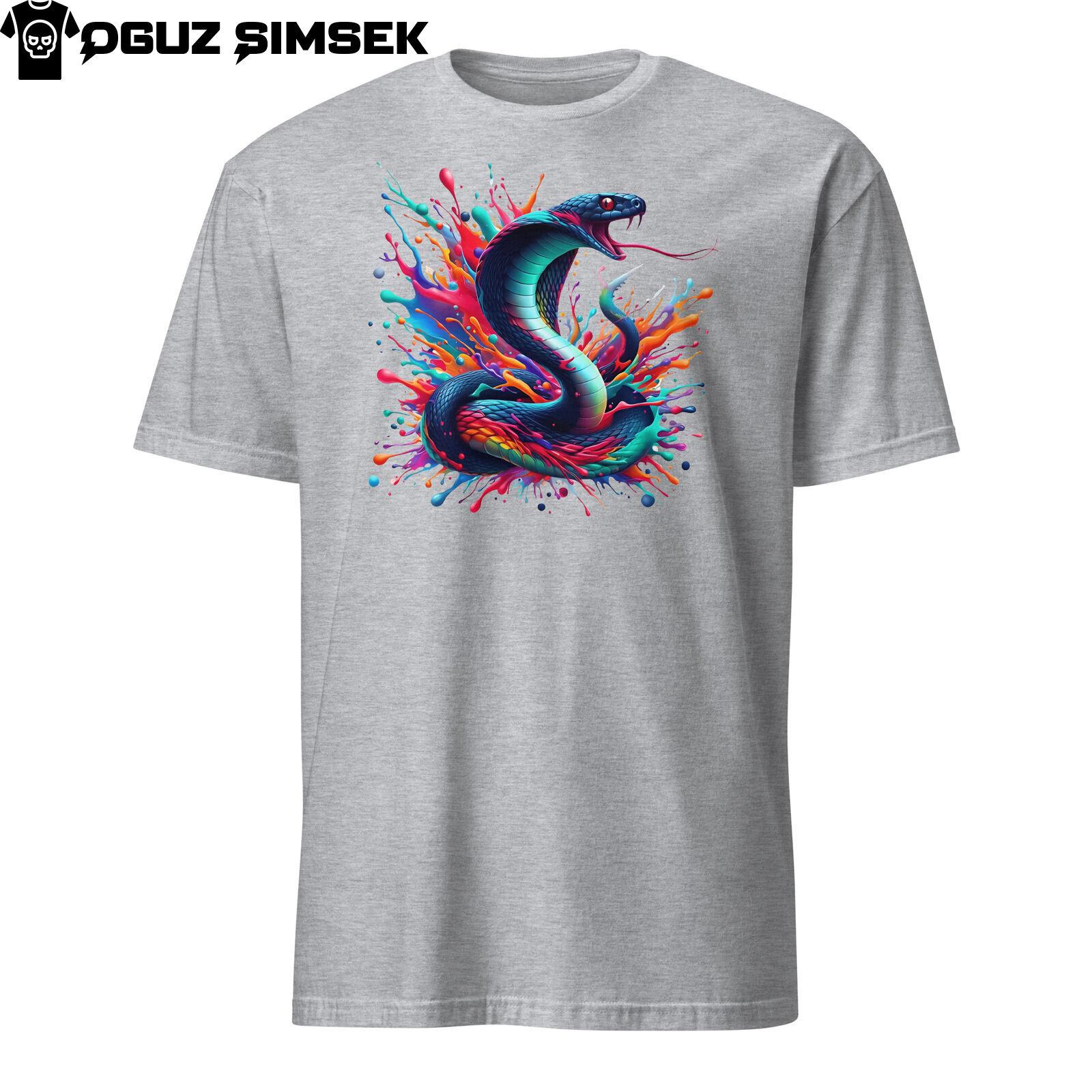 Colorful Cobra Unisex T-Shirt Mens Womens Tees Top | Vibrant Snake Graphic Tee | Short Sleeve 3XL